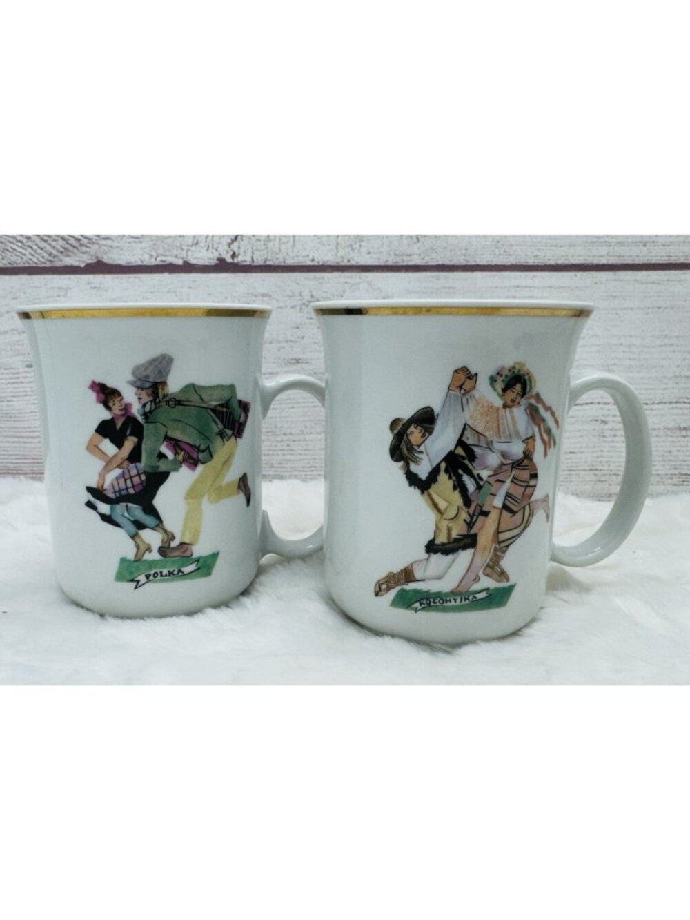 Favolina Poland Porcelain Coffee Mug Cup Polish Couple Dancing KOTOMYJKA POLKA